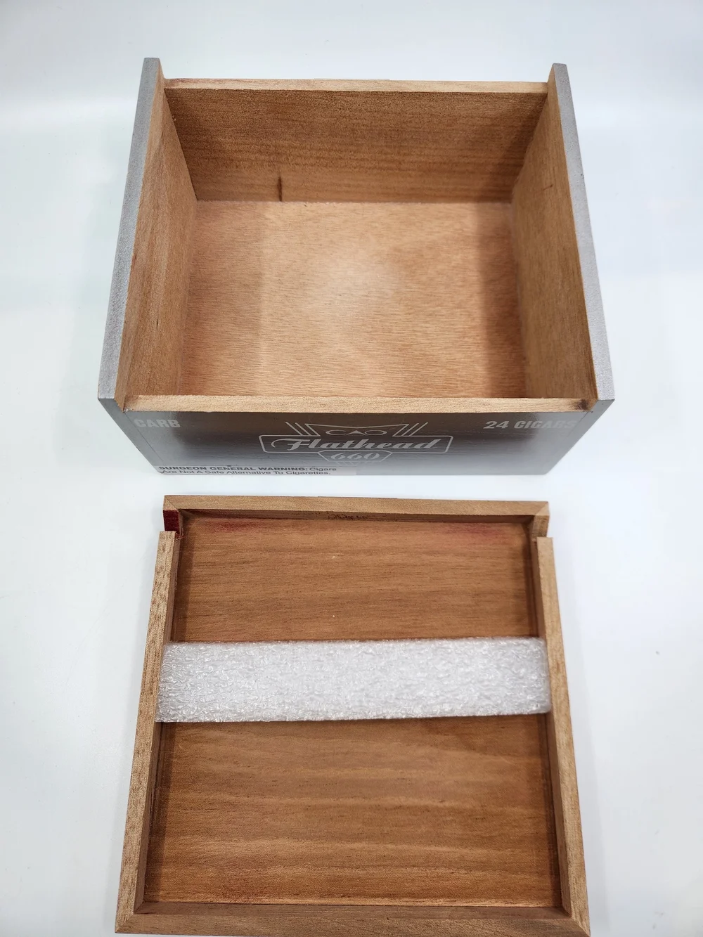 Flathead 660 Decorative Wood Cigar Box in Burgundy and Silver